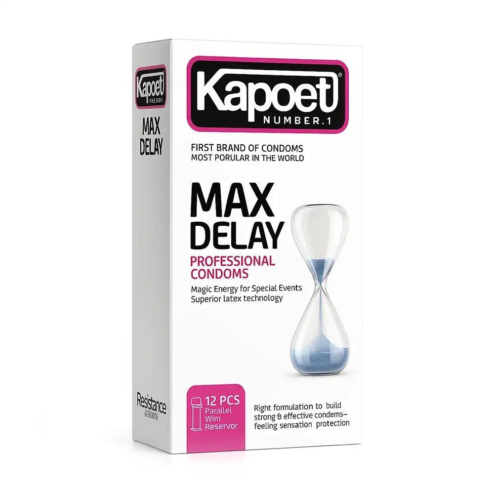 کاندوم فوق تاخیری و فوق نازک Kapoot MAX DELAY بسته ۱۲عددی